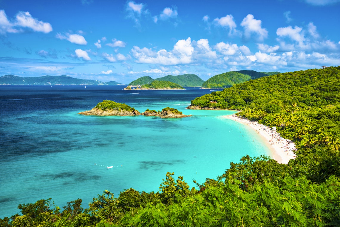 US Virgin Islands Blue Sea and Green Mountain Islands
